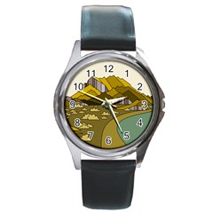 Travel Destination Landscape Nature Round Metal Watch by Simbadda