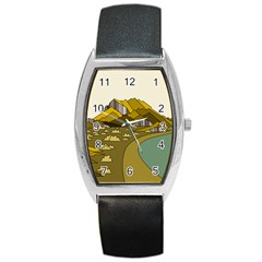 Travel Destination Landscape Nature Barrel Style Metal Watch by Simbadda