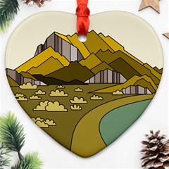 Travel Destination Landscape Nature Heart Ornament (two Sides) by Simbadda