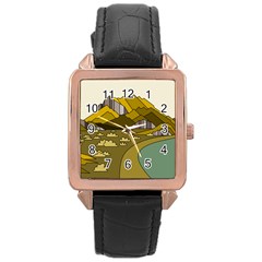 Travel Destination Landscape Nature Rose Gold Leather Watch  by Simbadda