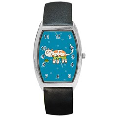 Paint Kitten Cats Cat Cute Paw Barrel Style Metal Watch by Simbadda