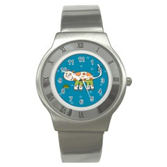 Paint Kitten Cats Cat Cute Paw Stainless Steel Watch by Simbadda