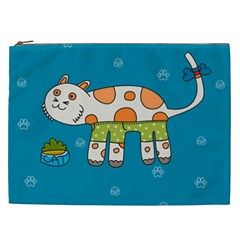 Paint Kitten Cats Cat Cute Paw Cosmetic Bag (xxl) by Simbadda