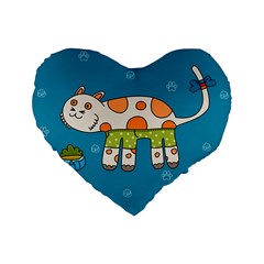 Paint Kitten Cats Cat Cute Paw Standard 16  Premium Heart Shape Cushions by Simbadda