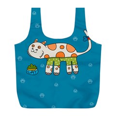 Paint Kitten Cats Cat Cute Paw Full Print Recycle Bag (l) by Simbadda