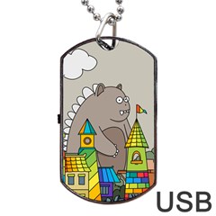 Kids Drawing Children Artwork Art Dog Tag Usb Flash (one Side) by Simbadda