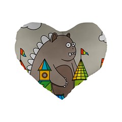 Kids Drawing Children Artwork Art Standard 16  Premium Heart Shape Cushions by Simbadda