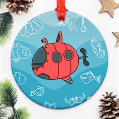 Dive Scuba Ocean Sea Water Fish Ornament (round) by Simbadda