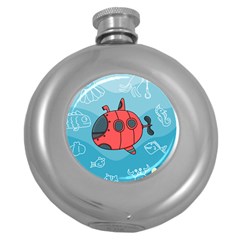 Dive Scuba Ocean Sea Water Fish Round Hip Flask (5 Oz) by Simbadda