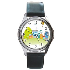 City Village Digital Home Town Round Metal Watch by Simbadda