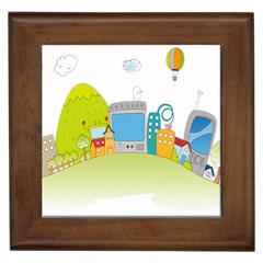 City Village Digital Home Town Framed Tile by Simbadda