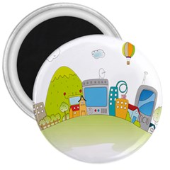 City Village Digital Home Town 3  Magnets by Simbadda