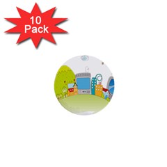 City Village Digital Home Town 1  Mini Buttons (10 Pack)  by Simbadda