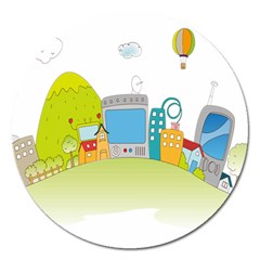 City Village Digital Home Town Magnet 5  (round) by Simbadda