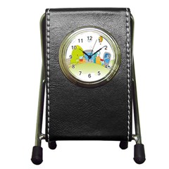 City Village Digital Home Town Pen Holder Desk Clock by Simbadda