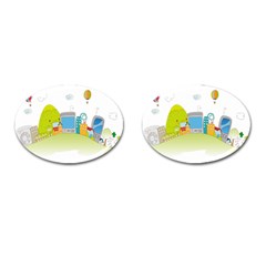 City Village Digital Home Town Cufflinks (oval) by Simbadda