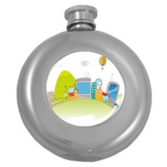 City Village Digital Home Town Round Hip Flask (5 Oz) by Simbadda