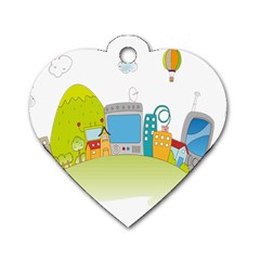 City Village Digital Home Town Dog Tag Heart (one Side) by Simbadda