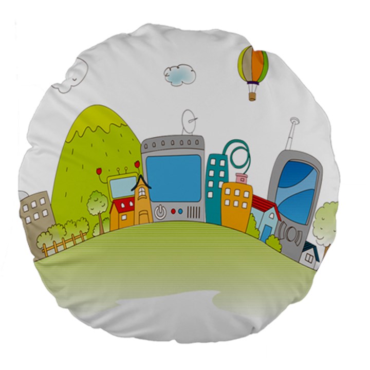 City Village Digital Home Town Large 18  Premium Flano Round Cushions