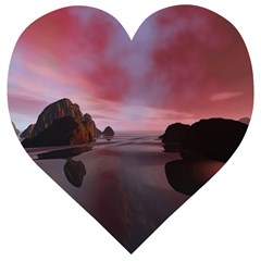 Rocks Sky Landscape Sea Wave Wooden Puzzle Heart