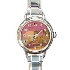 Planet Rocks City Base Fiction Round Italian Charm Watch by Simbadda