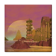 Planet Rocks City Base Fiction Tile Coaster by Simbadda