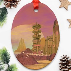 Planet Rocks City Base Fiction Ornament (oval) by Simbadda