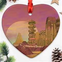 Planet Rocks City Base Fiction Ornament (heart) by Simbadda