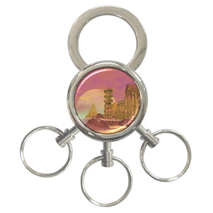 Planet Rocks City Base Fiction 3-Ring Key Chain