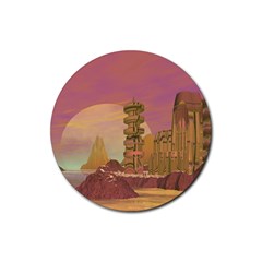 Planet Rocks City Base Fiction Rubber Coaster (round)  by Simbadda