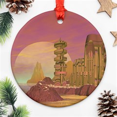 Planet Rocks City Base Fiction Round Ornament (two Sides) by Simbadda