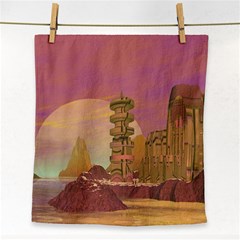 Planet Rocks City Base Fiction Face Towel by Simbadda