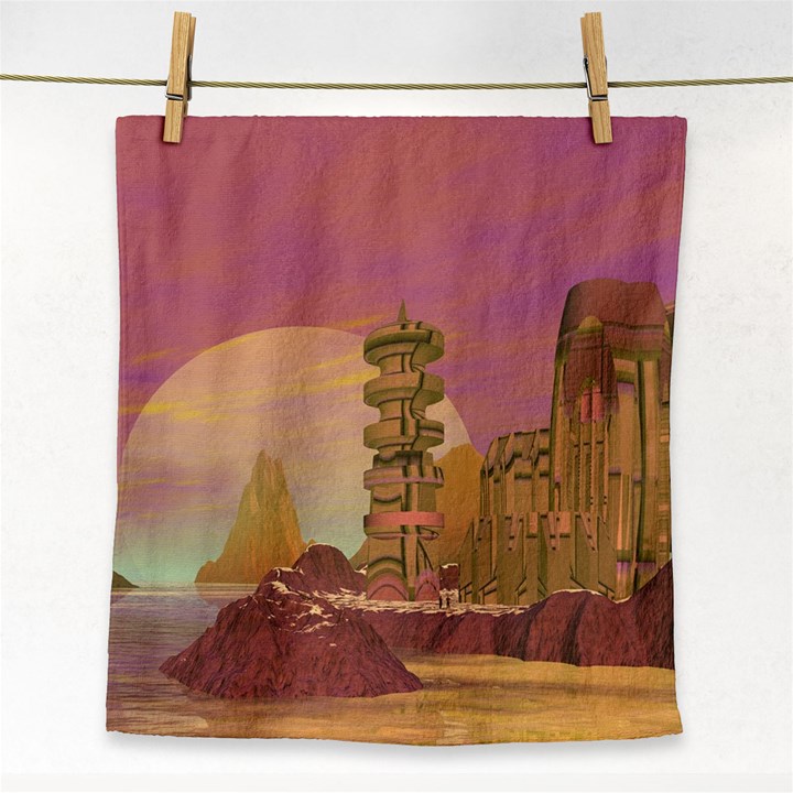 Planet Rocks City Base Fiction Face Towel