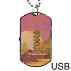 Planet Rocks City Base Fiction Dog Tag Usb Flash (two Sides) by Simbadda