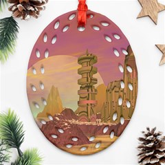 Planet Rocks City Base Fiction Ornament (oval Filigree) by Simbadda