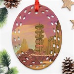 Planet Rocks City Base Fiction Oval Filigree Ornament (Two Sides) Front