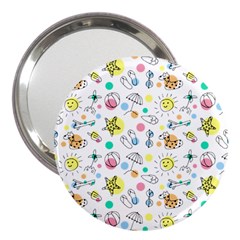 Summer Pattern Design Colorful 3  Handbag Mirrors by Simbadda