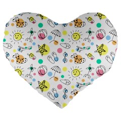 Summer Pattern Design Colorful Large 19  Premium Heart Shape Cushions by Simbadda