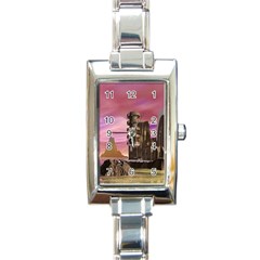 Planet Rocks City Base Fiction Rectangle Italian Charm Watch by Simbadda