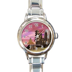 Planet Rocks City Base Fiction Round Italian Charm Watch by Simbadda