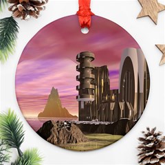 Planet Rocks City Base Fiction Ornament (round) by Simbadda