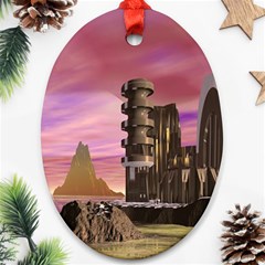 Planet Rocks City Base Fiction Ornament (oval) by Simbadda