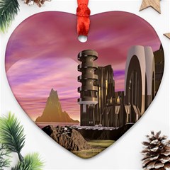 Planet Rocks City Base Fiction Ornament (heart) by Simbadda