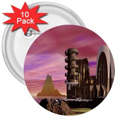 Planet Rocks City Base Fiction 3  Buttons (10 Pack)  by Simbadda