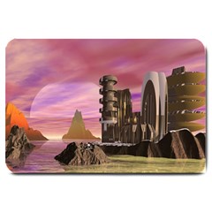 Planet Rocks City Base Fiction Large Doormat  by Simbadda