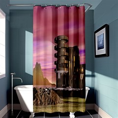 Planet Rocks City Base Fiction Shower Curtain 36  X 72  (stall)  by Simbadda