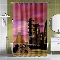 Planet Rocks City Base Fiction Shower Curtain 48  X 72  (small)  by Simbadda