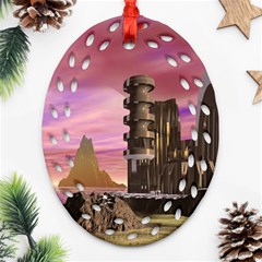 Planet Rocks City Base Fiction Ornament (oval Filigree) by Simbadda