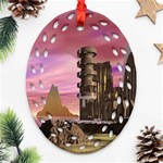 Planet Rocks City Base Fiction Oval Filigree Ornament (Two Sides) Front