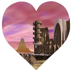 Planet Rocks City Base Fiction Wooden Puzzle Heart